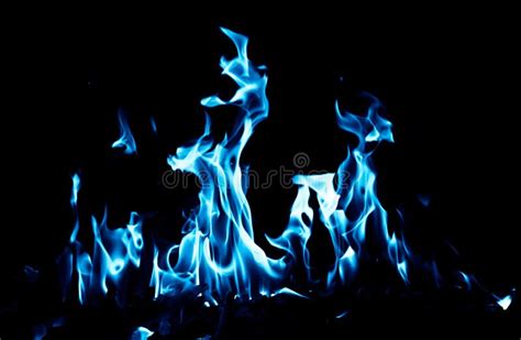 Blue Flame Fire On Black Background Stock Photo Image Of Heat