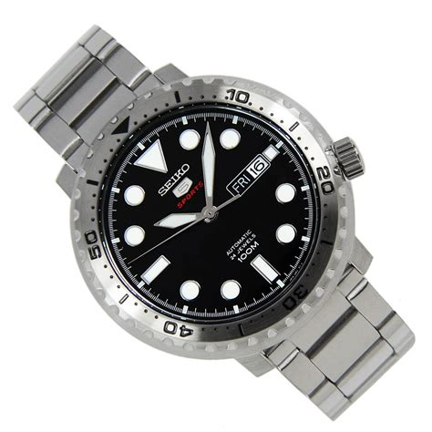 SEIKO 5 Sports SRPC61 Silver Bezel Black Dial Chronospride