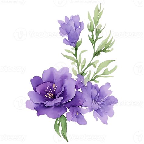 Violet Flower Watercolor Clip Art Png