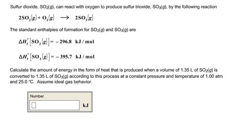 Oneclass Sulfur Dioxide Reacts With Oxygen To Form Sulfur Trioxide2