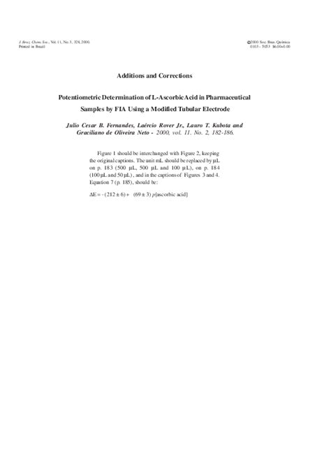 Pdf Additions And Corrections Potentiometric Determination Of L