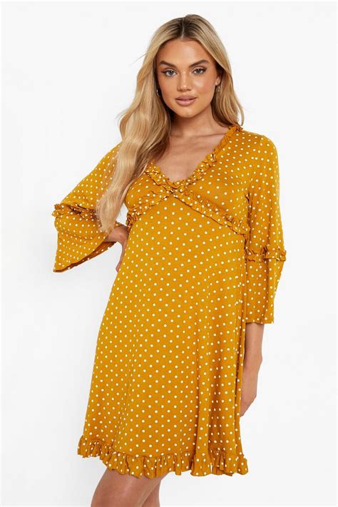 Polka Dot Ruffle Detail Smock Dress Boohoo Uk