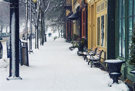 Wallpaper Street Snow Winter Road Village Morning Canon Usa