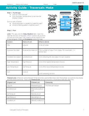 Activity Guide Variables Make Unit 4 Lesson 4 Unit 4 Lesson 4