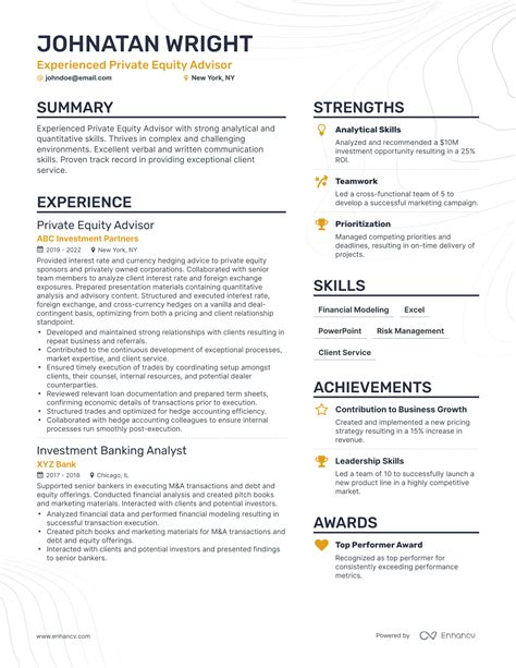 5 Private Equity Resume Examples Guide For 2024