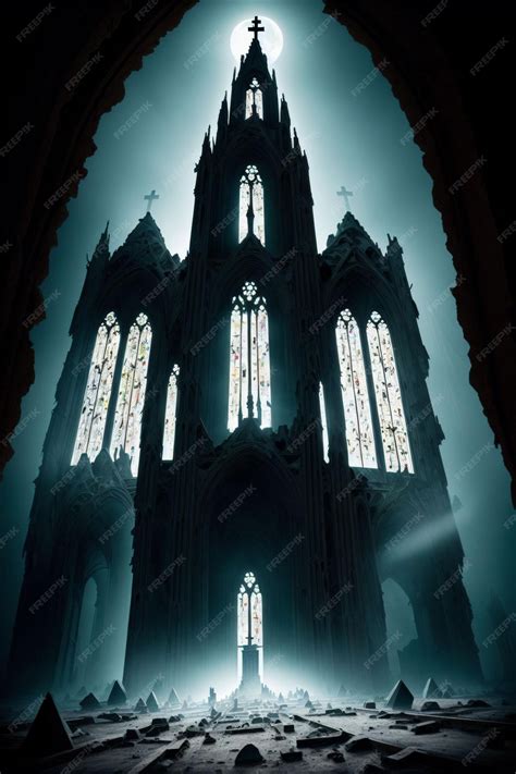 Premium AI Image | A dark gothic cathedral with the light shining ...