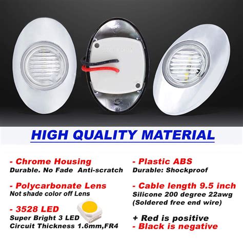 4X 3 Oval Marine Boat LED Stern Lights White Deck Courtesy Light