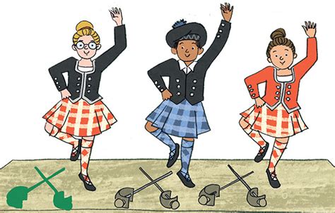 Scottish Dancers Cartoon