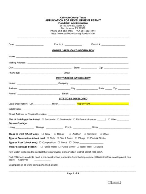 Fillable Online Fillable Online Calhoun County Texas APPLICATION FOR