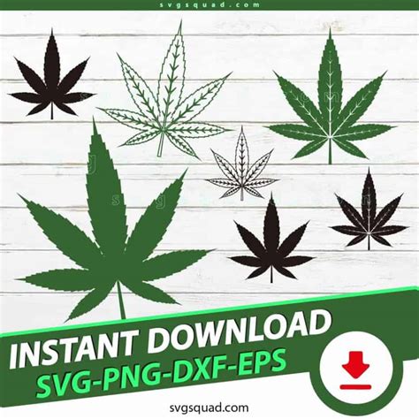 Weed Leaf SVG - Bundle Cutting Files SVG PNG Cricut Silhouette Vector