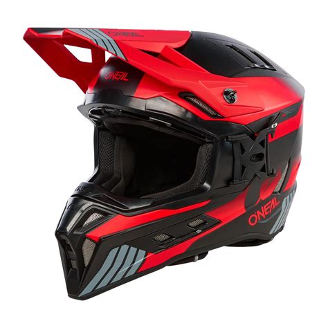 O Neal Casque Mx Ex Srs Hitchhiker V Noir Gris Rouge Maciag Offroad