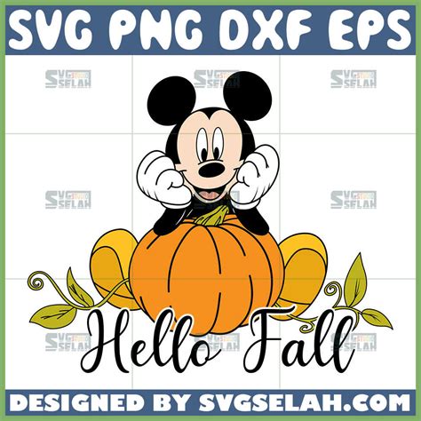 Mickey And Pumpkin Hello Fall Svg Svg Selah