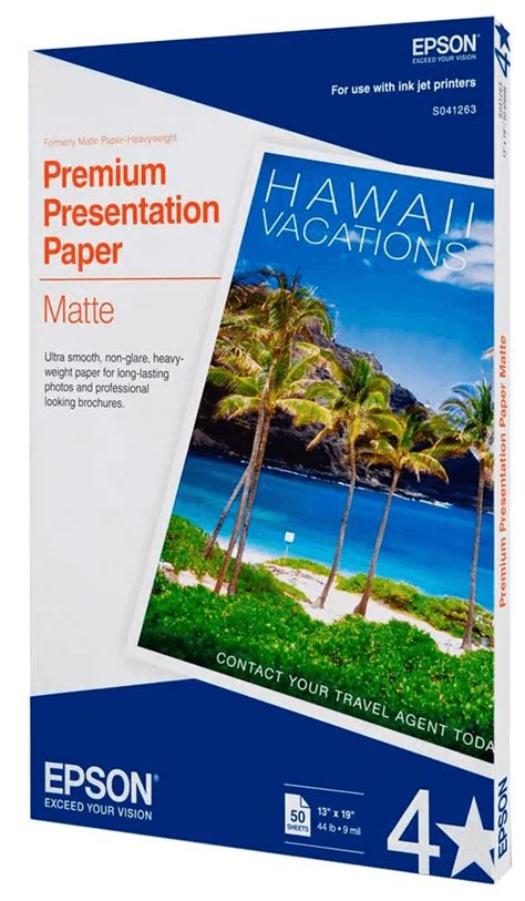 Papel Especial Premium Presentation Matte Carta Epson Folhas G