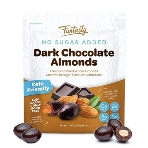 Funtasty Sugar Free Dark Chocolate Keto Friendly 1 Lb Covered Almonds