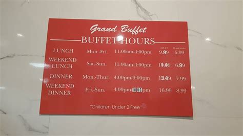 Menu at Grand Buffet restaurant, Naples