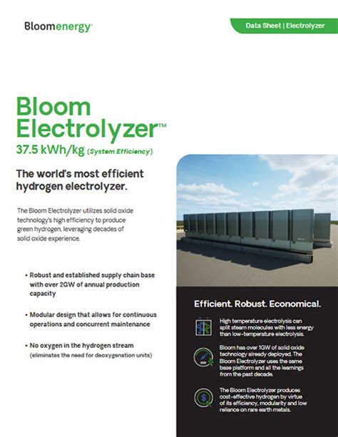 Electrolyzer Data Sheet Bloom Energy