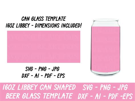 Libbey Oz Full Wrap Template Svg Libbey Can Shaped Glass Wrap