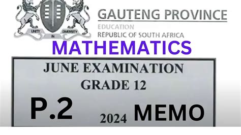 Mathematics Paper 2 Grade 12 Memo 2024 June Examination Gauteng Paper 2 Thundreduc Youtube