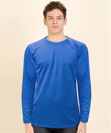 Plain Men Royal Blue Full Sleeves Nylon T Shirt Round Neck At Rs 65