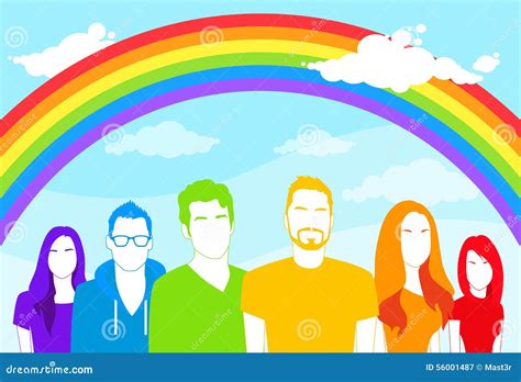 Same Sex Group Of People Gay Man And Women Lesbian Stock Vector