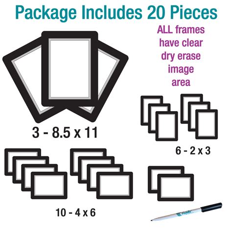 Multi-Pack of Peel and Stick Dry Erase Adhesive Photo Frames – Fodeez® Frames