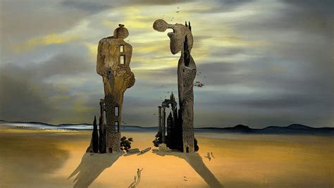 Salvador Dali Two Human Statues On Field Canvas Painting By Cox Hughes