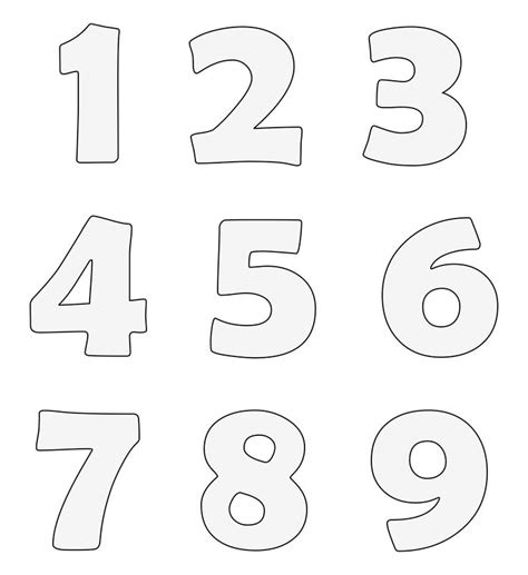 Large Printable Numbers 1-9