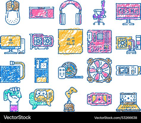 Game Pc Computer Gaming Icon Hand Drawn Royalty Free Vector