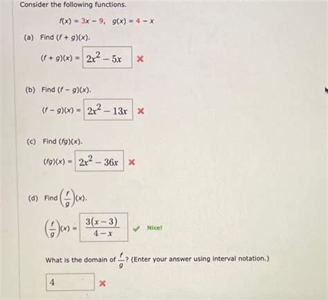 Solved Consider The Following Functions F X 3x9 G X 4x Chegg