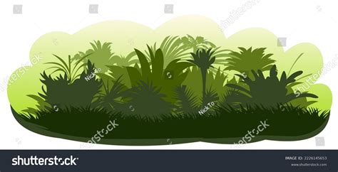 Jungle Rainforest Nature Landscape Silhouette Dense Stock Vector