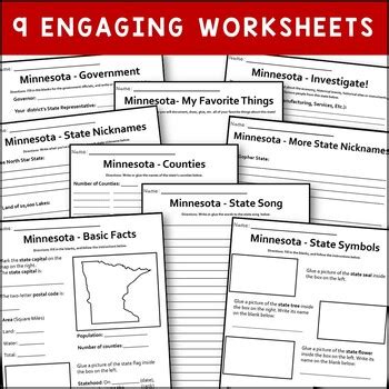 Minnesota State Worksheets By Knowledge Box Central Tpt