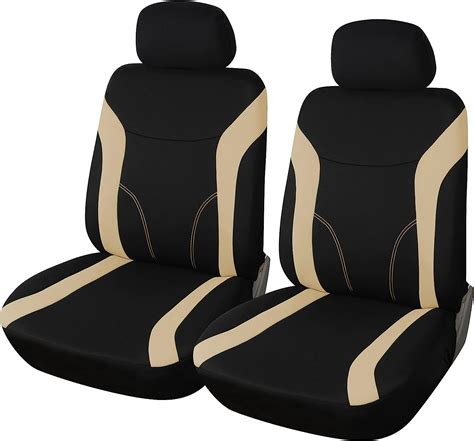 Upgrade Cars Coprisedili Auto Anteriore Universali Nero Beige Set