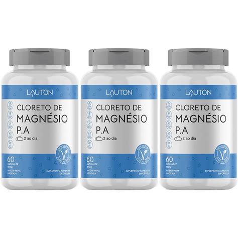 Kit 3X Cloreto de Magnésio P A 60 Cápsulas Lauton Nutrition