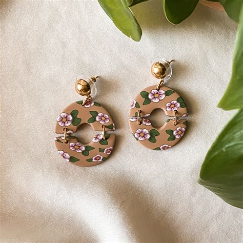 Boucles Doreilles En Argile Polym Re Bijoux De Fleurs Etsy