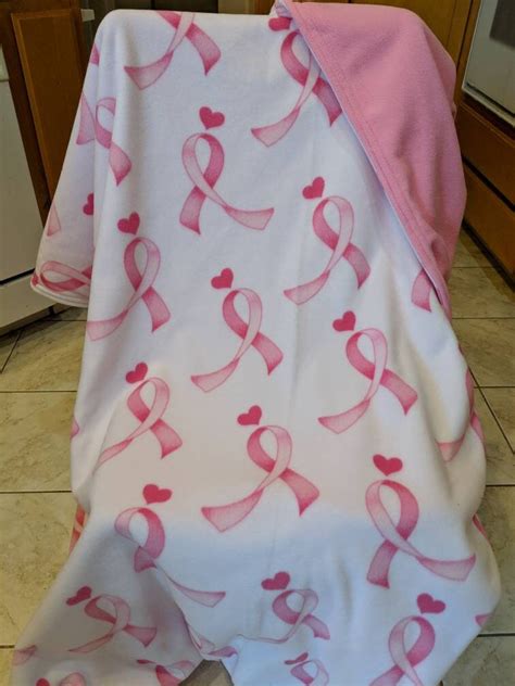 Pink Ribbon Fleece Blanket Breast Cancer Fleece Throw Etsy