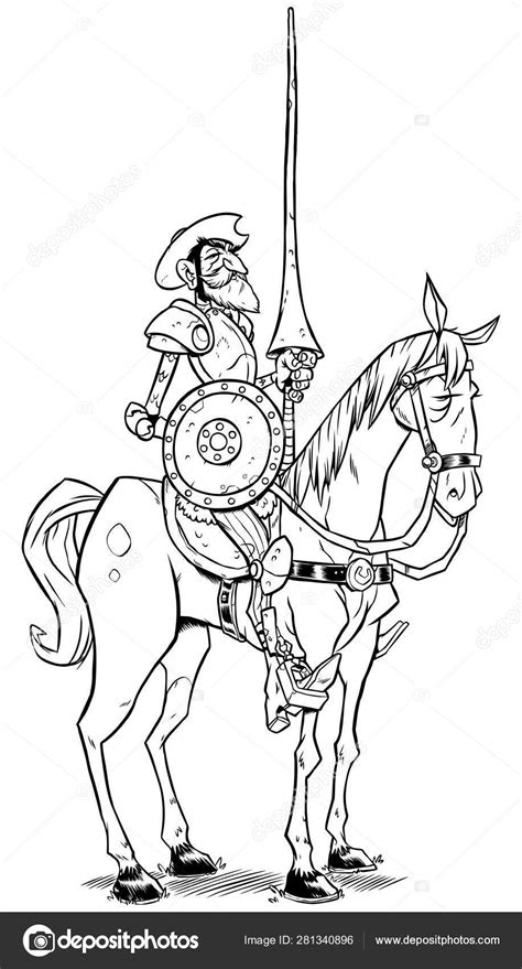 Don Quixote Line Art Stock Vector Image By Malchev 281340896