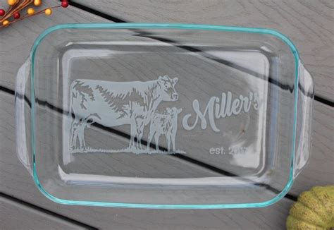 Personalized Pyrex Dish Custom Casserole Dish T For Baker Custom Angus Cows By Julies