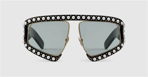 I Dream Of These Gucci Rectangular Frame Acetate Sunglasses With Pearls £690x Eyewear