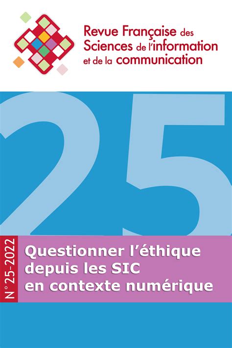 L Thique Questionn E Par Les Sic En Contexte Num Rique Genic