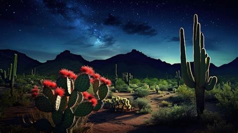 Premium Photo | Desert landscape with cactus and a sign for the desert