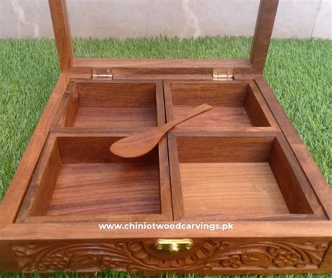 Wooden Spicy Box Handcrafted With Inner Boxes Portion Chiniot Wood