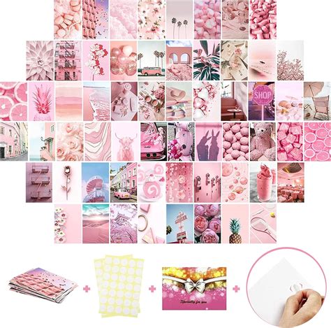 Joencost 60pcs Pink Wall Collage Kit Aesthetic Pictures 4x6 Inch Photo