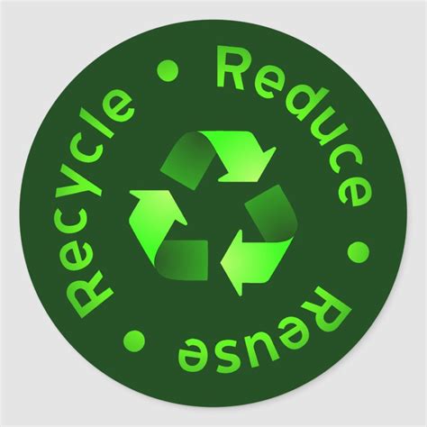 Reduce Reuse Recycle Dark Green Sticker With Green Lettering And