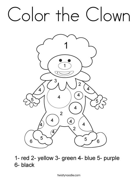 Color The Clown Coloring Page Twisty Noodle