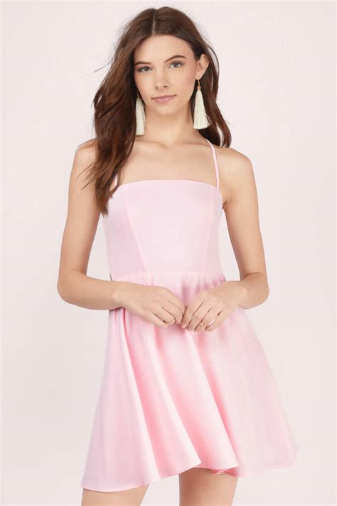 Trendy Pink Skater Dress Open Back Dress Skater Dress 15 Tobi Us