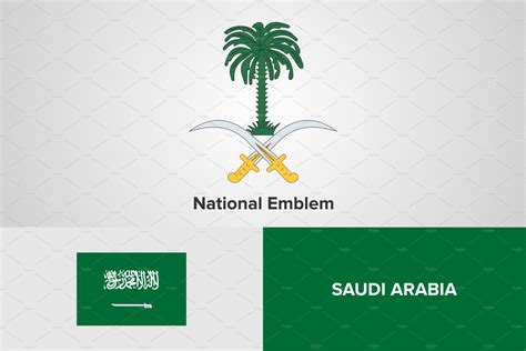 Saudi Arabia National Emblem & Flag | Object Illustrations ~ Creative ...