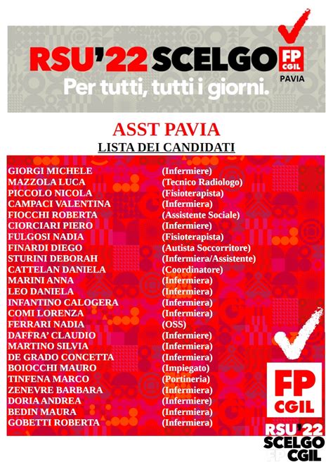 RSU 2022 ASST Pavia Le Candidate E I Candidati Fp Cgil FP CGIL