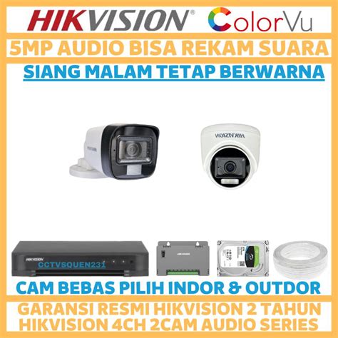 Jual PAKET CCTV HIKVISION COLORVU 5MP 4 CHANNEL 2 CAMERA TURBO HD