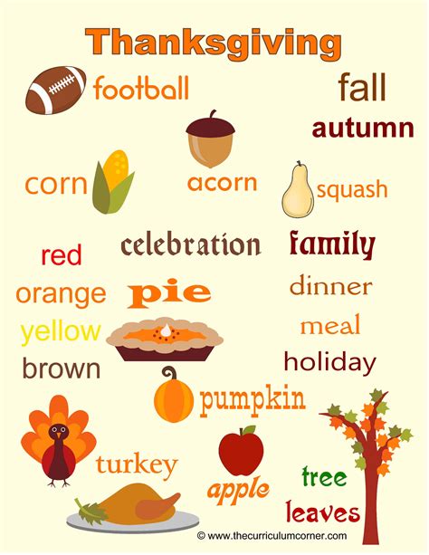 Thanksgiving Word Wall For Writers The Curriculum Corner 123