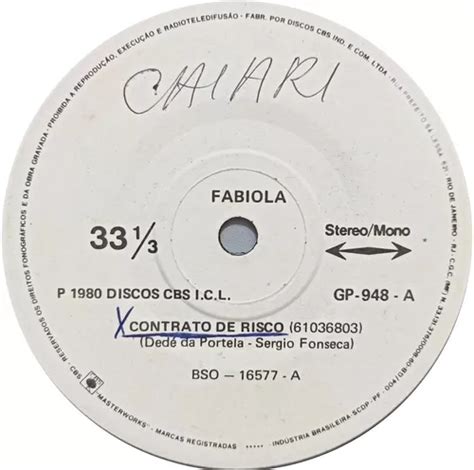 Fabiola Compacto 1980 Contrato De Risco MercadoLivre